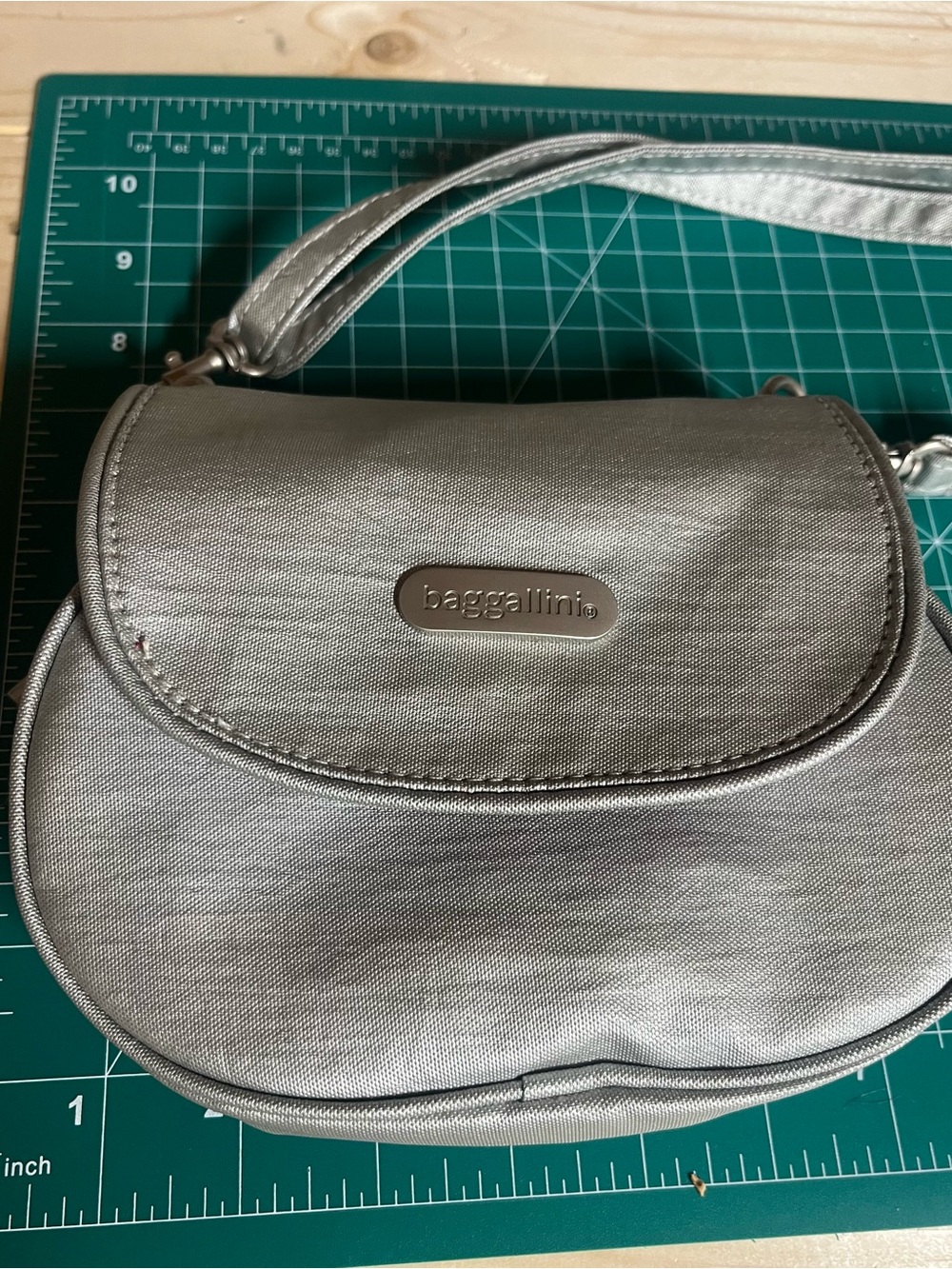 Baggallini Silver Metallic Crossbody Bag